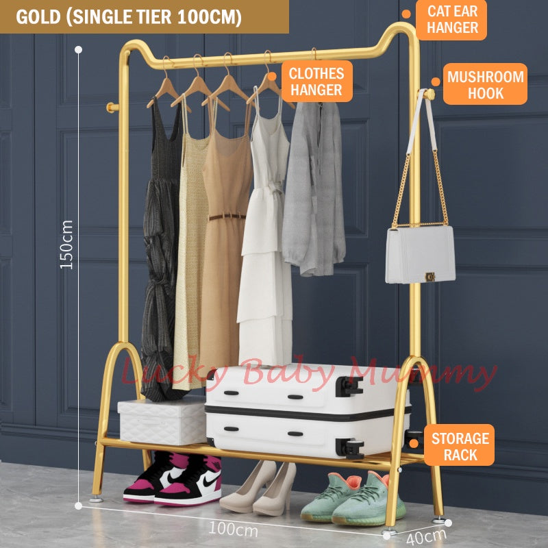 Golden standing clothes rack/ Floor Clothes Hanger/ Rack with Cat Ear Design