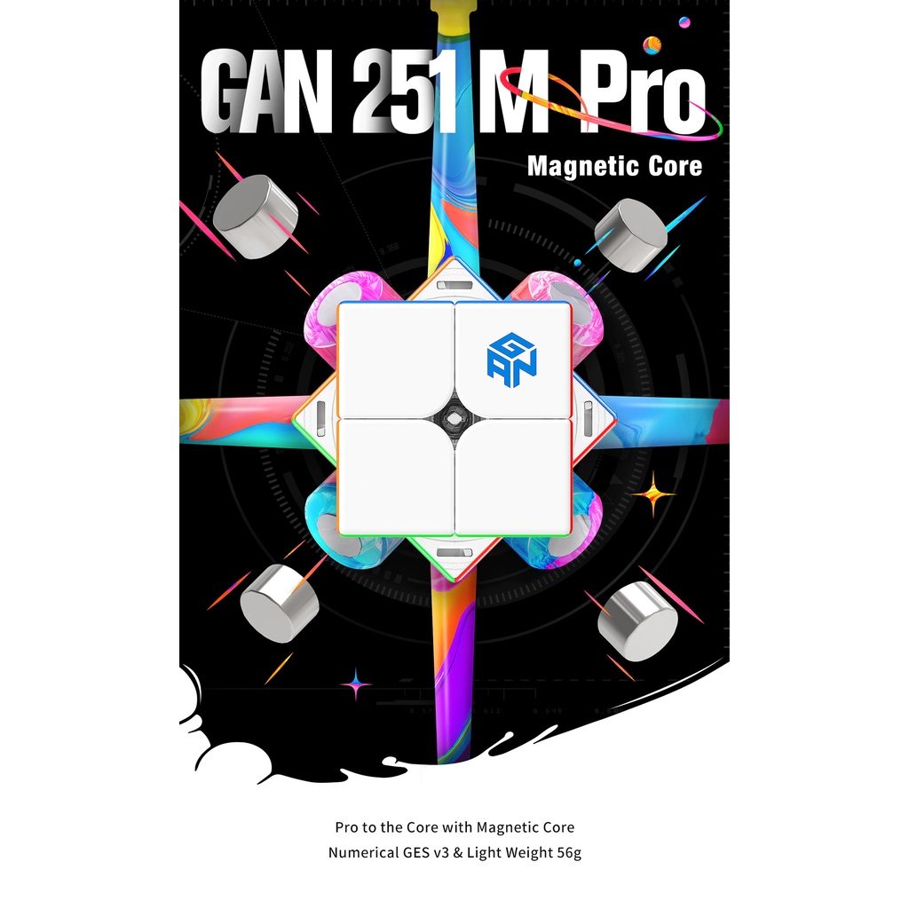 GAN 251 M 2x2 Professional Magnetic Speed Cube