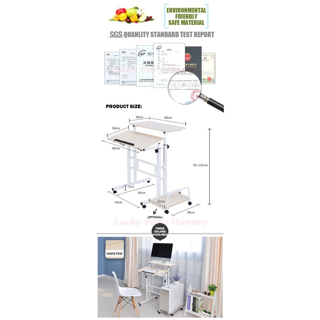 【101】Movable Computer Laptop Table/PC Desk