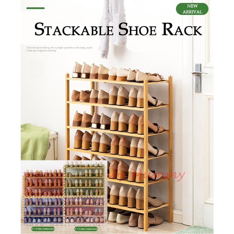 Stackable Bamboo Shoes Rack