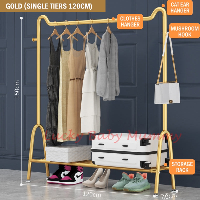 Golden standing clothes rack/ Floor Clothes Hanger/ Rack with Cat Ear Design