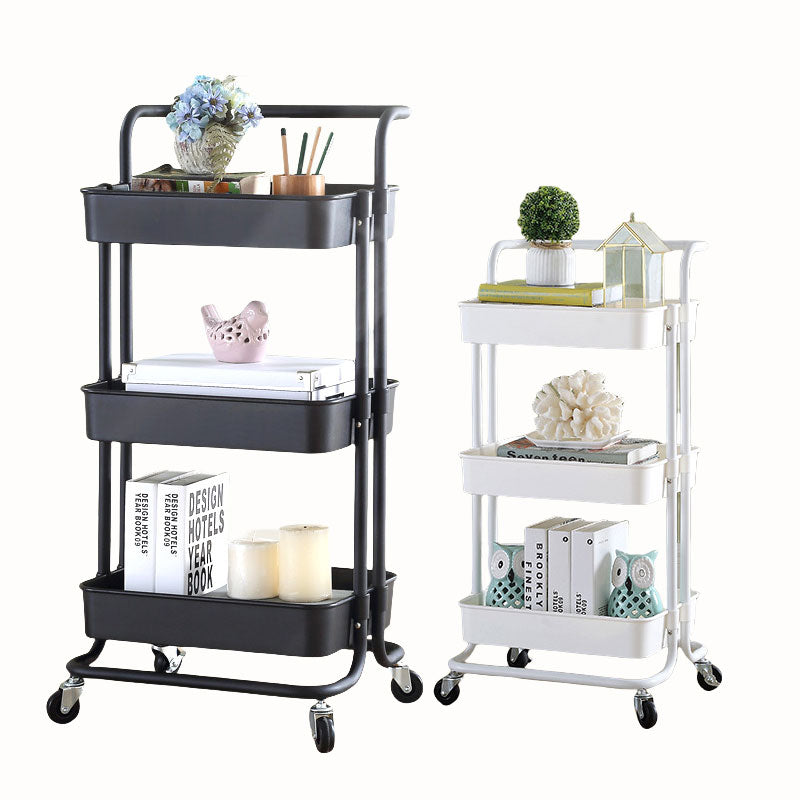 Movable Trolley with Handle Storage Rack