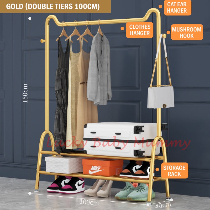 Golden standing clothes rack/ Floor Clothes Hanger/ Rack with Cat Ear Design