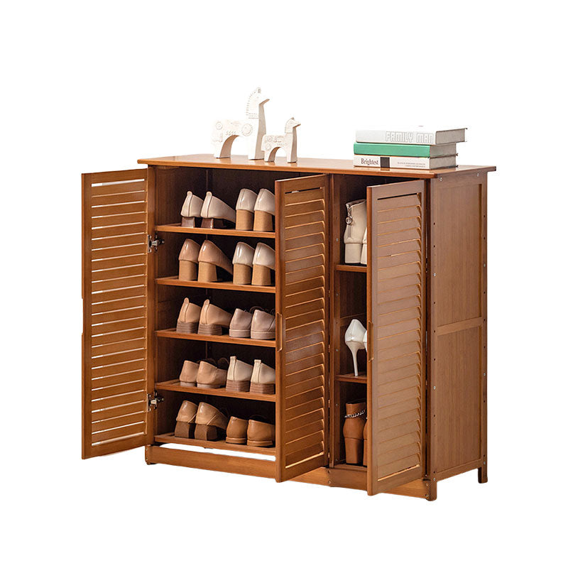 Shutter Door Bamboo Shoe Cabinet