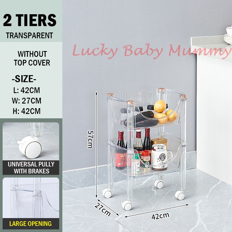 3 Tier & 4 Tier Transparent Movable Storage Trolley