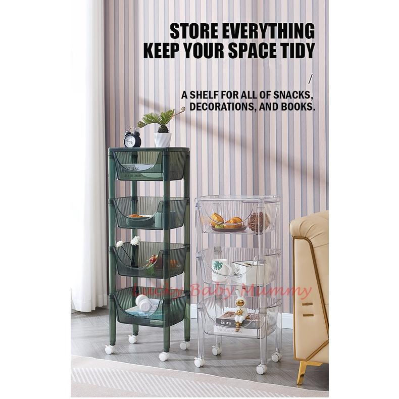 3 Tier & 4 Tier Transparent Movable Storage Trolley