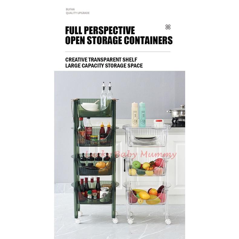 3 Tier & 4 Tier Transparent Movable Storage Trolley