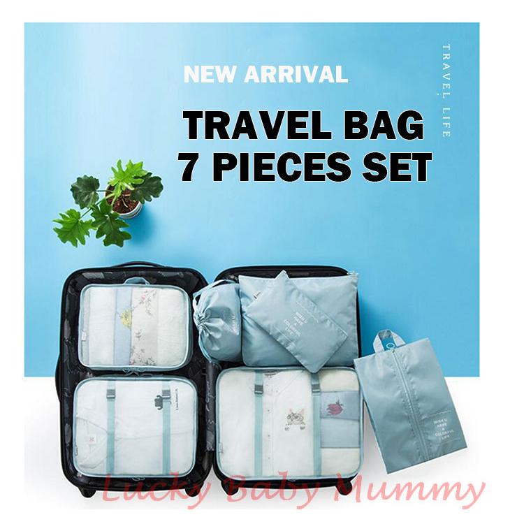 7 Pieces Packing Cubes Set Travel Luggage Compression Suitcase Bags