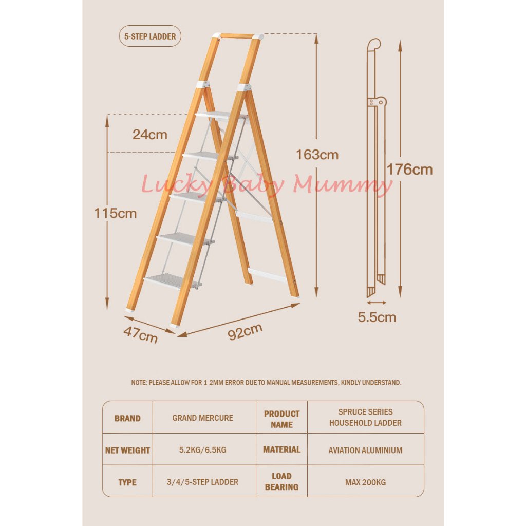 White Spruce Aluminium Step Ladder - 3/4/5 Steps