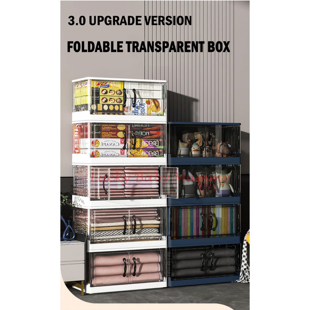 Foldable Transparent Double Door Storage Cabinet