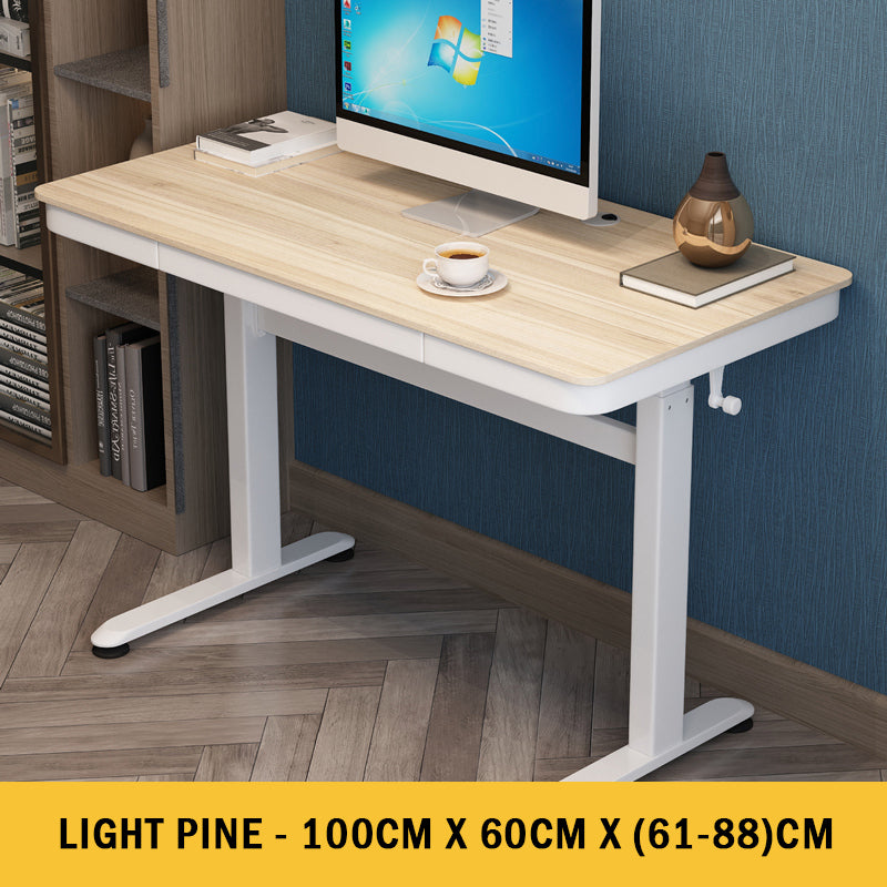 Hand Crank Free Lift Height Adjustable Computer Table