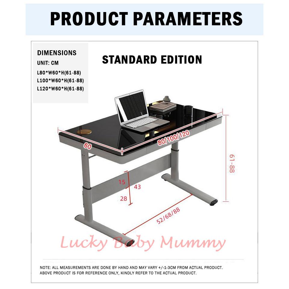 Hand Crank Free Lift Height Adjustable Computer Table