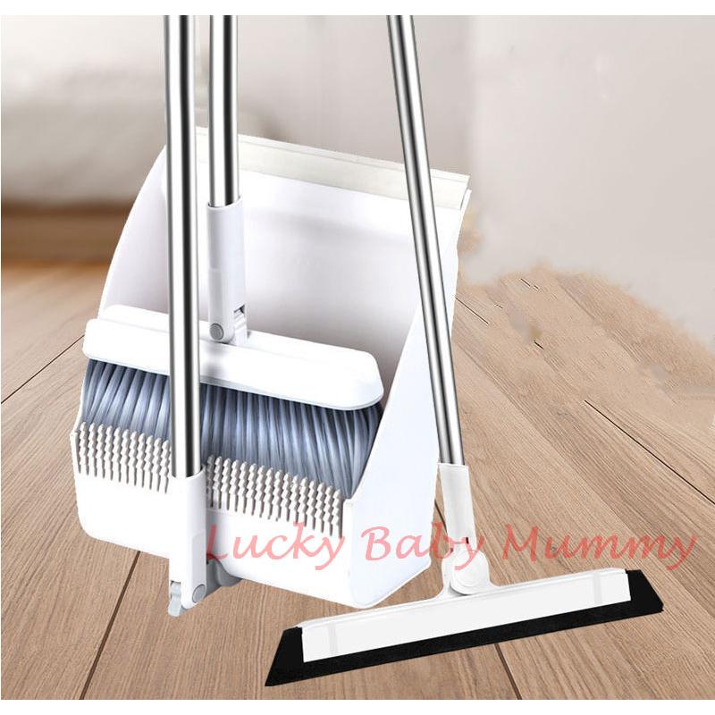 Minimalist Standing Rotatable Adjustable Broom and Dustpan Set Tools