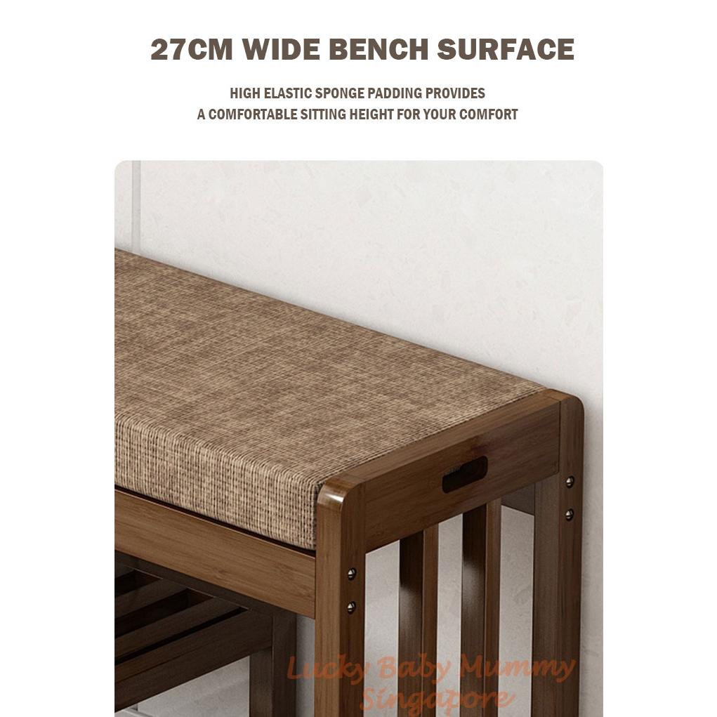 Sponge Cushion Bamboo Shoe Rack Bench