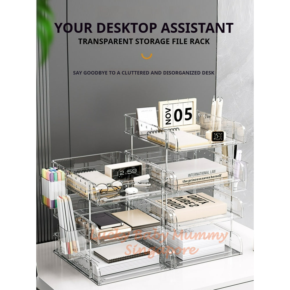 Clear Pegboard Desktop Organizer Rack/Acrylic A4 File Tray