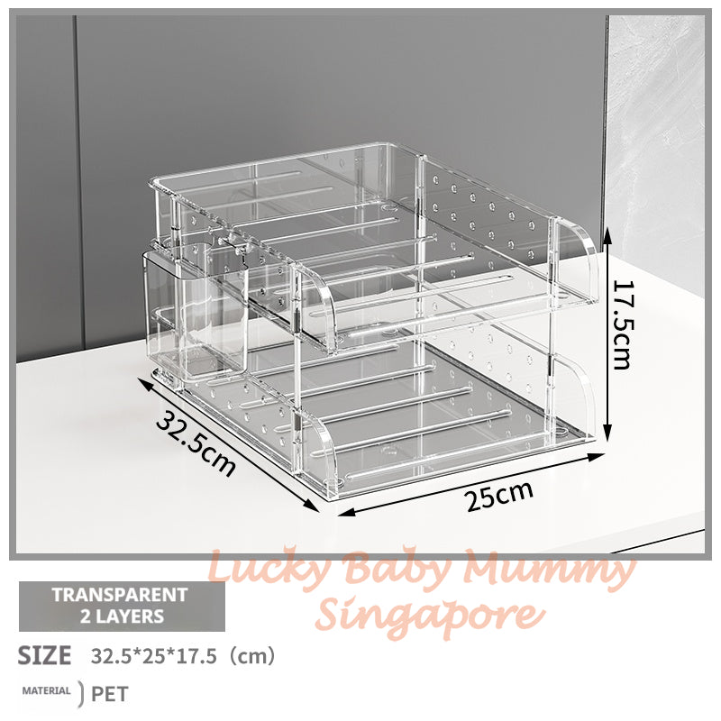 Clear Pegboard Desktop Organizer Rack/Acrylic A4 File Tray