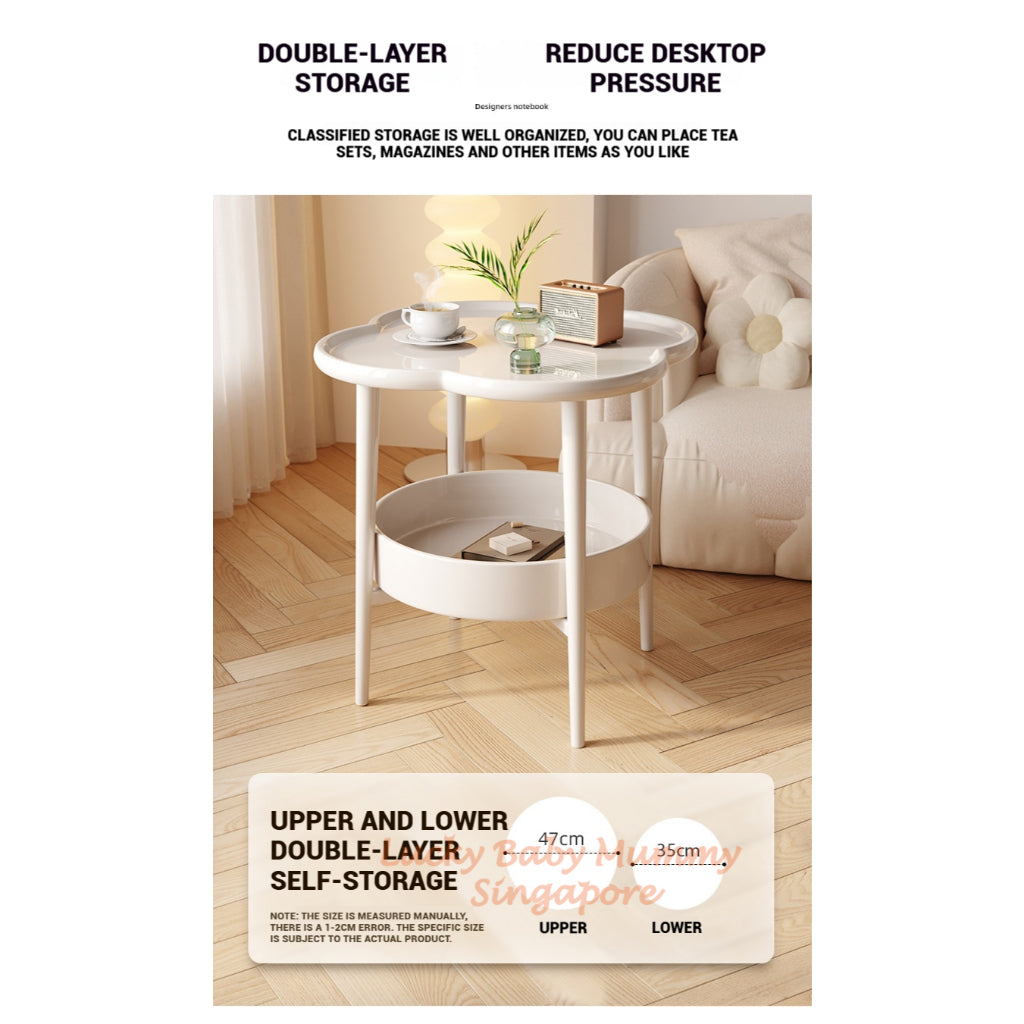 Clover Shape Coffee Table with Shelf