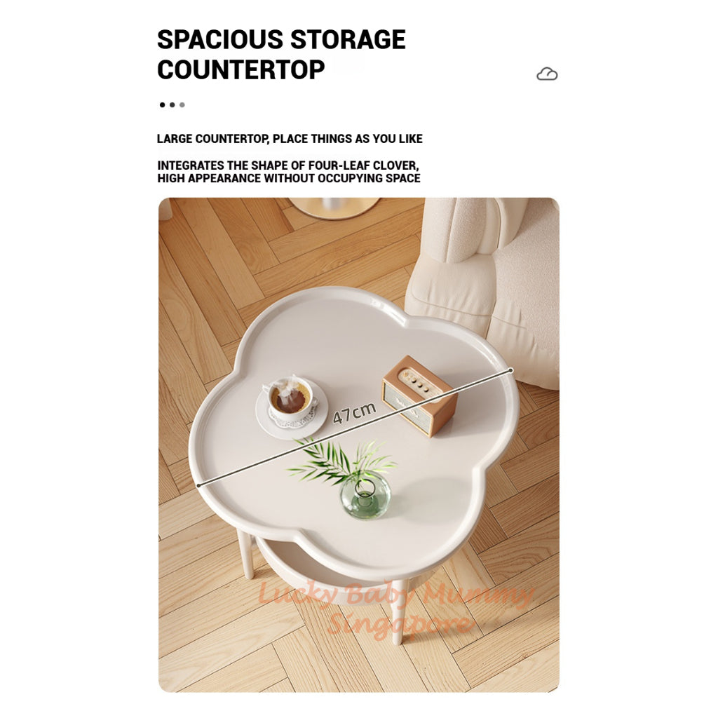 Clover Shape Coffee Table with Shelf