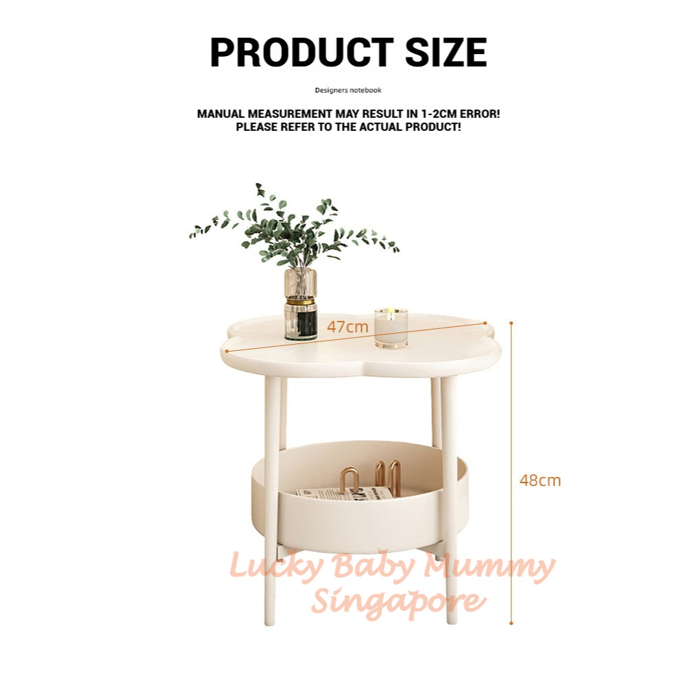Clover Shape Coffee Table with Shelf