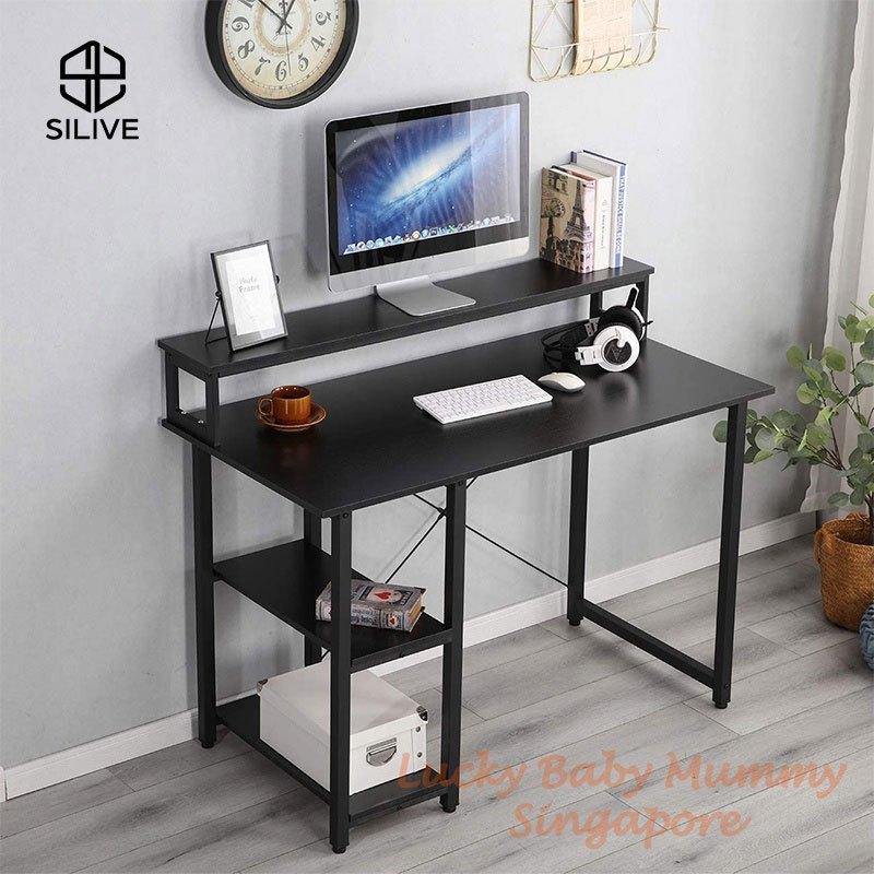 Double Layer Simple Style Table Minimalist Study Table with Bookshelf Computer Table PC Desk Furniture