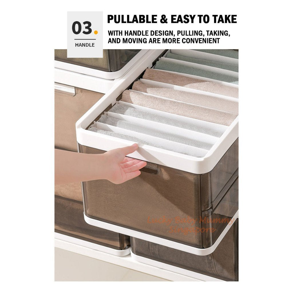 Stackable Pull-Out Storage Box with Removable Divider