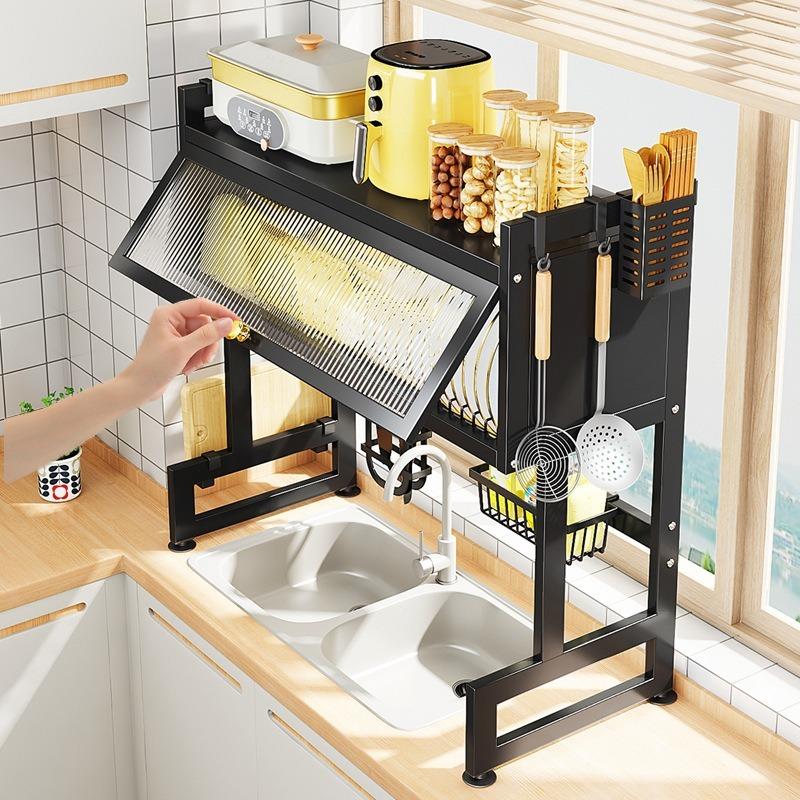 Kitchen Sink Drain Dish Rack with Cabinet Door