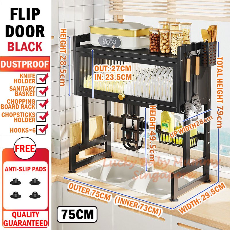 Kitchen Sink Drain Dish Rack with Cabinet Door