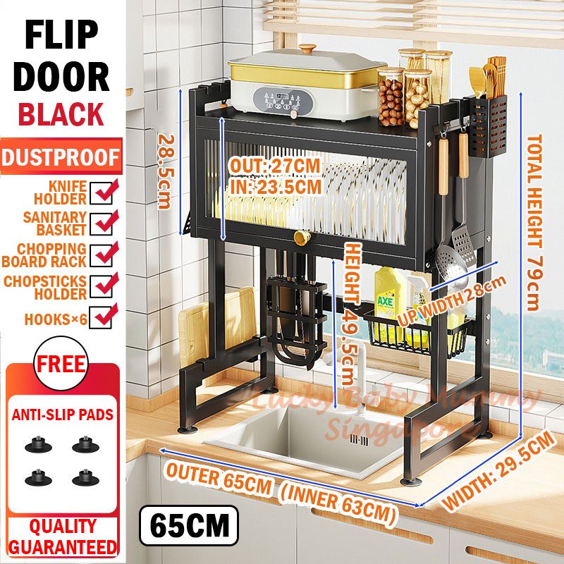 Kitchen Sink Drain Dish Rack with Cabinet Door