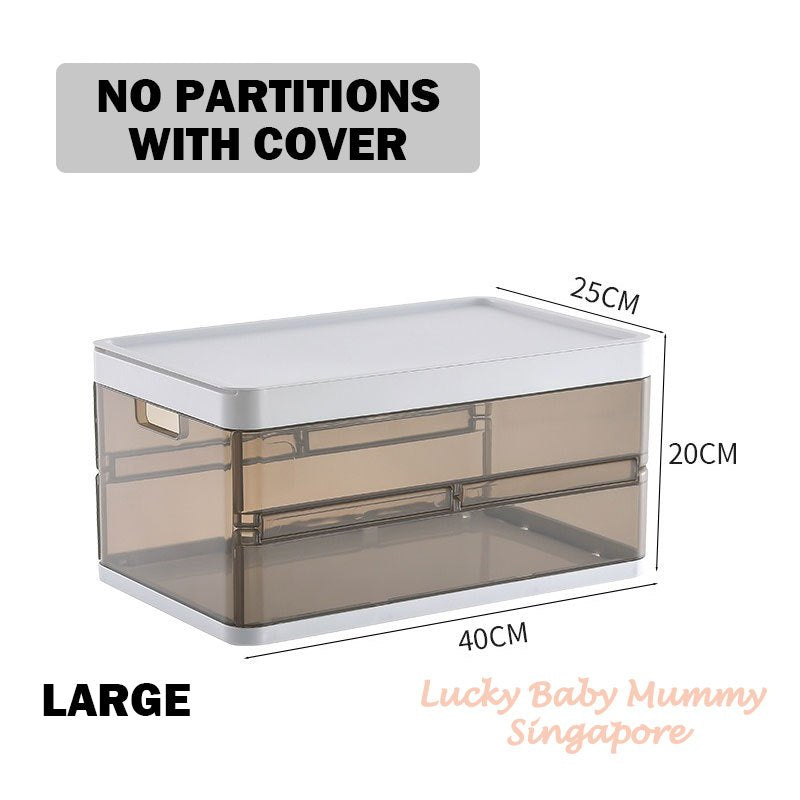 Stackable Pull-Out Storage Box with Removable Divider