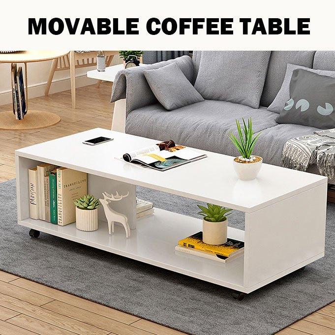 Movable Coffee Table with Wheels