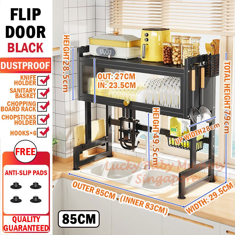 Kitchen Sink Drain Dish Rack with Cabinet Door