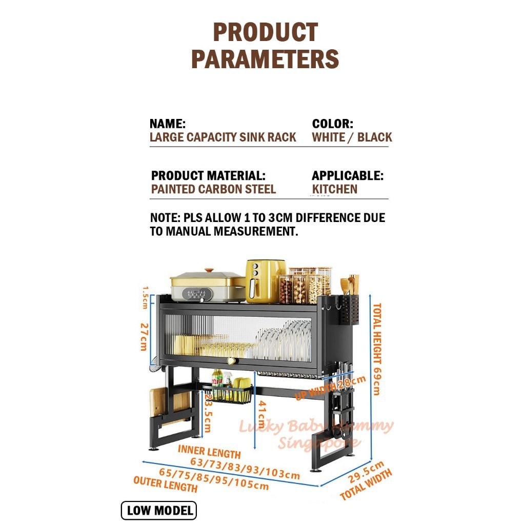 Kitchen Sink Drain Dish Rack with Cabinet Door