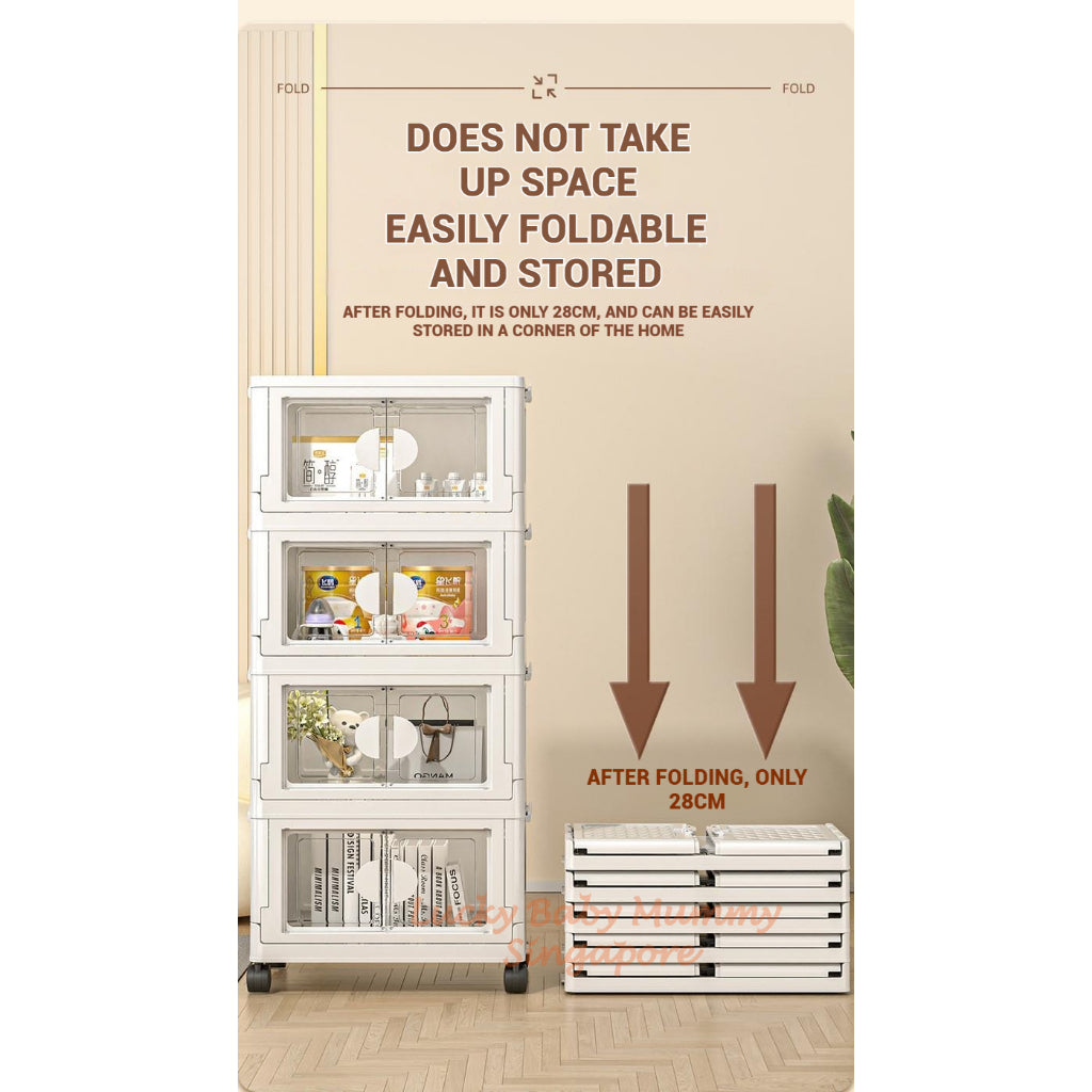 Installation Free Foldable Storage Cabinet with Wheels