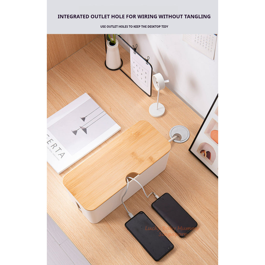 Cable Storage Box/Extension Wire Plug Minimalist Organizer Box for Desk Power Strip Management