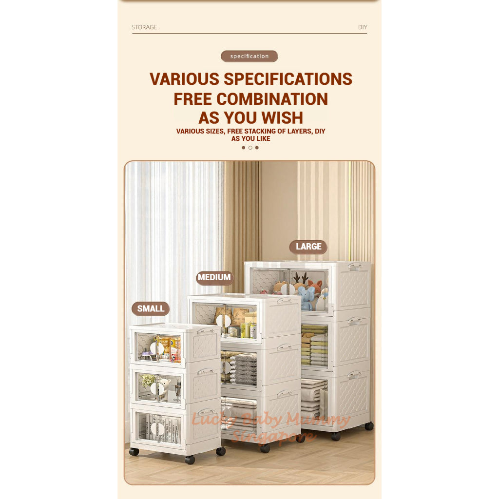 Installation Free Foldable Storage Cabinet with Wheels