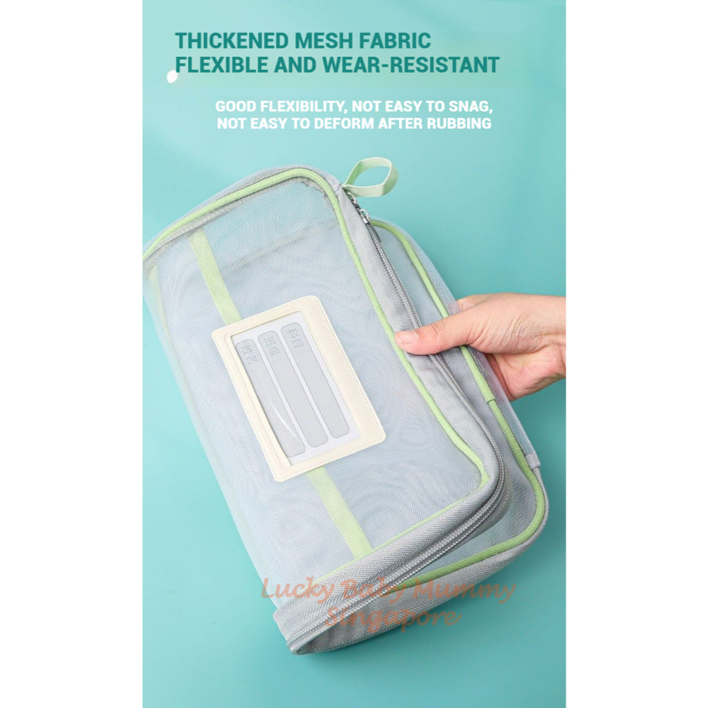 Large L-Shaped Transparent Mesh Book Pouch