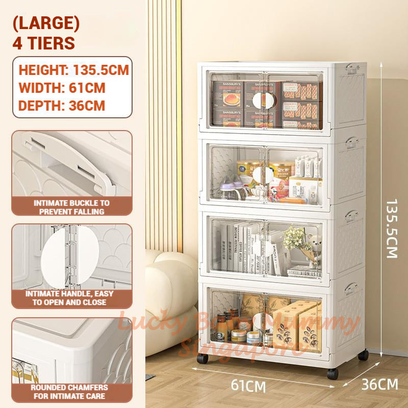 Installation Free Foldable Storage Cabinet with Wheels