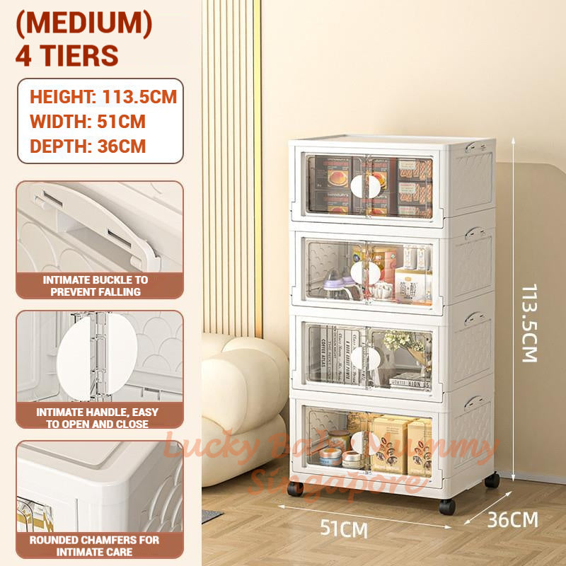 Installation Free Foldable Storage Cabinet with Wheels