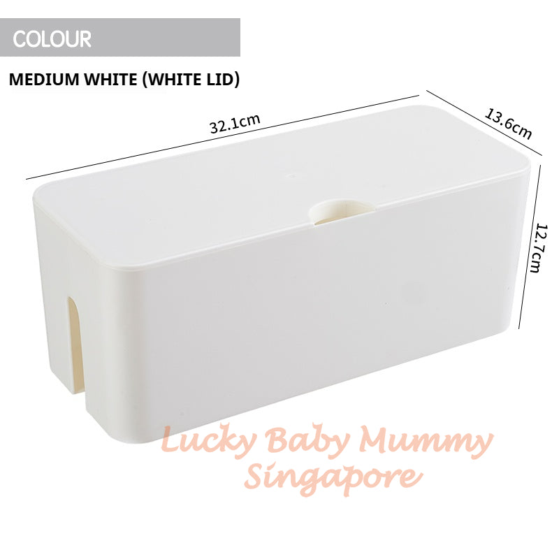 Cable Storage Box/Extension Wire Plug Minimalist Organizer Box for Desk Power Strip Management