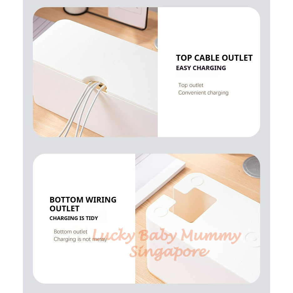Cable Storage Box/Extension Wire Plug Minimalist Organizer Box for Desk Power Strip Management