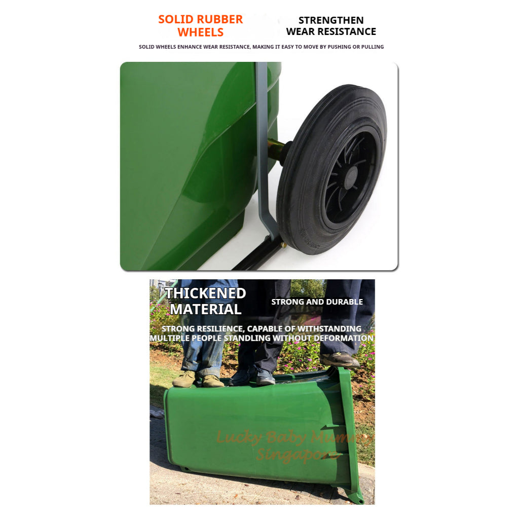 Large Outdoor Trash Bin with Wheels/100L,120L Dustbin for Waste Sorting, Recycling,Commercial Use