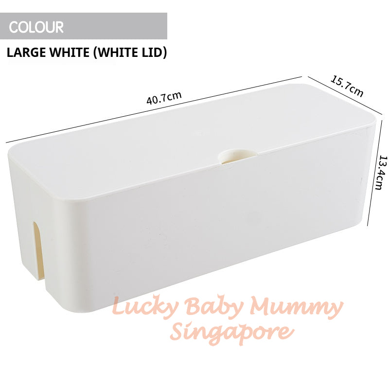 Cable Storage Box/Extension Wire Plug Minimalist Organizer Box for Desk Power Strip Management