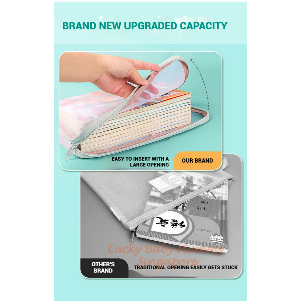 Large L-Shaped Transparent Mesh Book Pouch