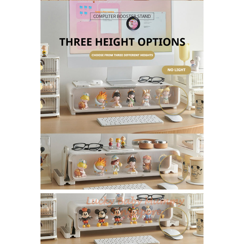 Monitor Heightening Stand with Drawer Storage/LED Display Blindbox Desktop Organizer Storage Rack