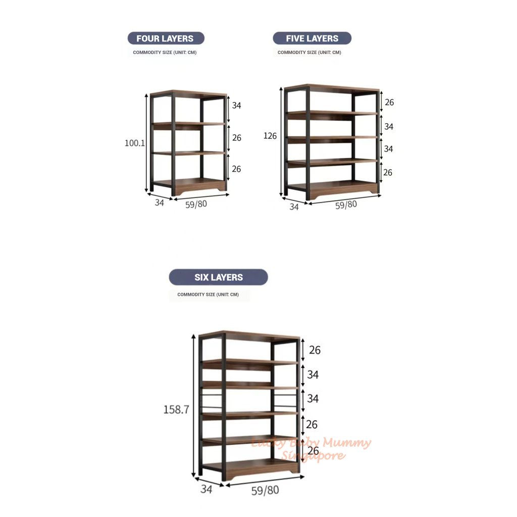 Wooden Bookshelf Storage Rack