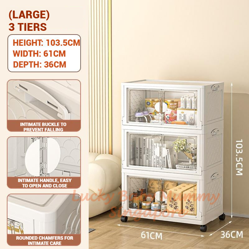 Installation Free Foldable Storage Cabinet with Wheels