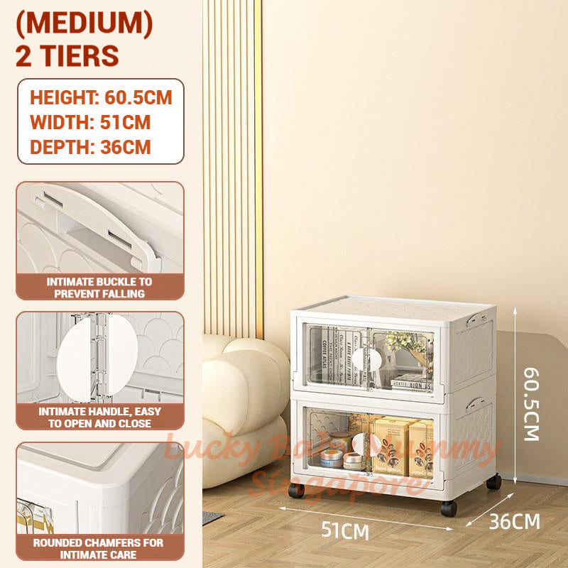 Installation Free Foldable Storage Cabinet with Wheels