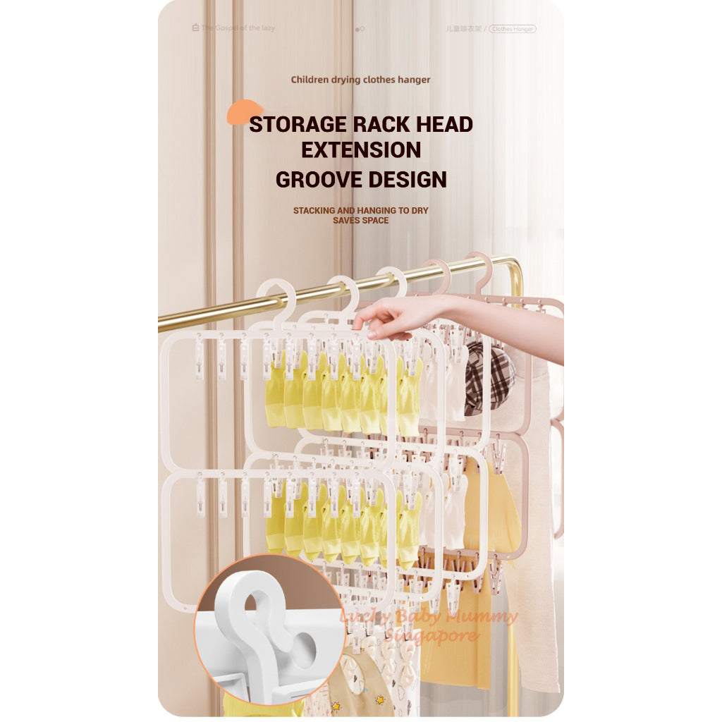 Double Layer 26 Clips Hanger Rack/Multifunctional Storage Drying Rack/Underwear Hanger Organizer