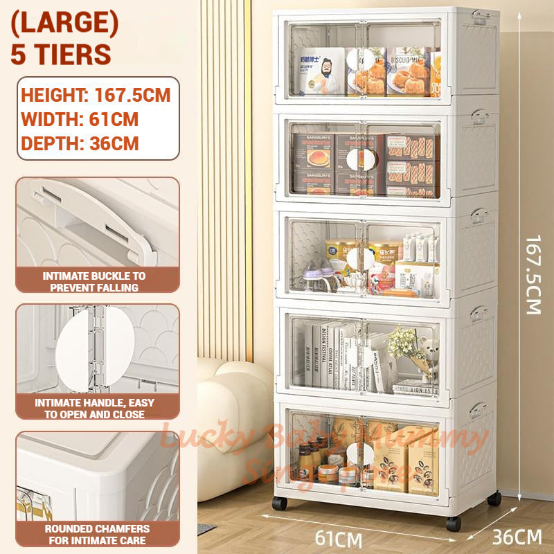 Installation Free Foldable Storage Cabinet with Wheels