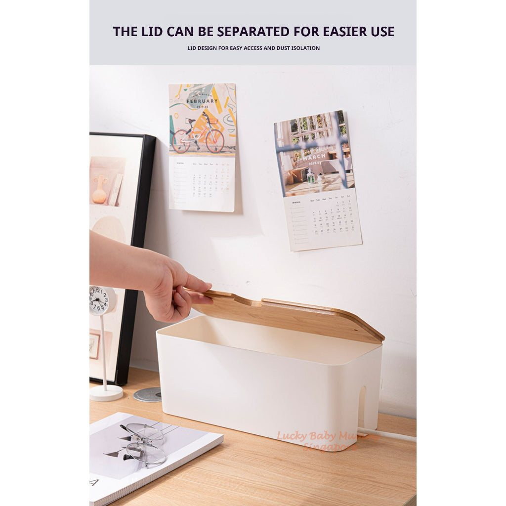 Cable Storage Box/Extension Wire Plug Minimalist Organizer Box for Desk Power Strip Management